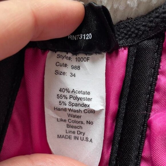 Frederick's of Hollywood | Black & fuchsia pink lace corset with bows | Size 34 - Picture 8 of 8